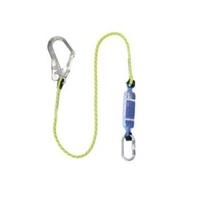 Shock absorbing lanyard with scaffold hook